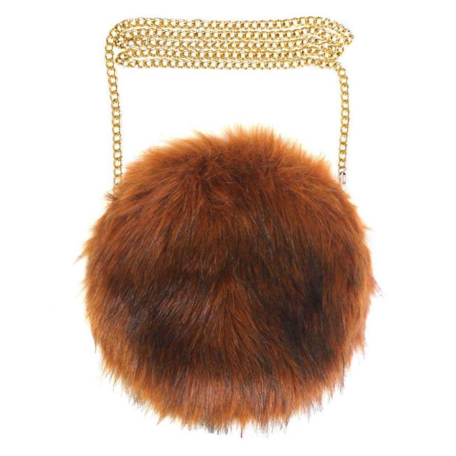 Faux Fur Round Crossbody Bag - Madeline Love - Flyclothing LLC