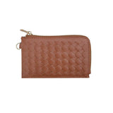Faux Leather Basket Weave Flat Card Holder Wallet with Wristlet - Madeline Love - Flyclothing LLC