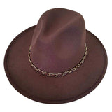 Faux Leather Braided Chain Band Pointed Fedora Hat - Madeline Love - Flyclothing LLC