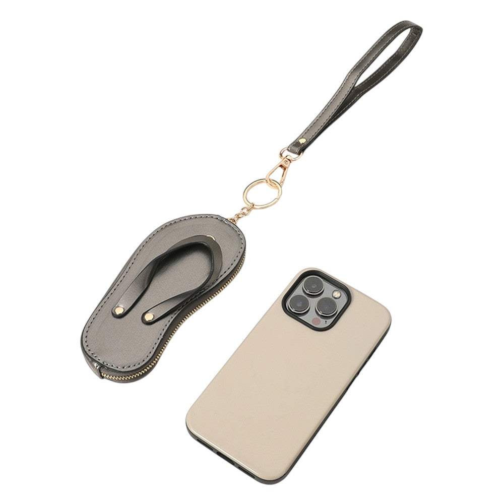 Faux Leather Flip-flop Mini Wristlet Bag Charm Coin Purse - Madeline Love - Flyclothing LLC