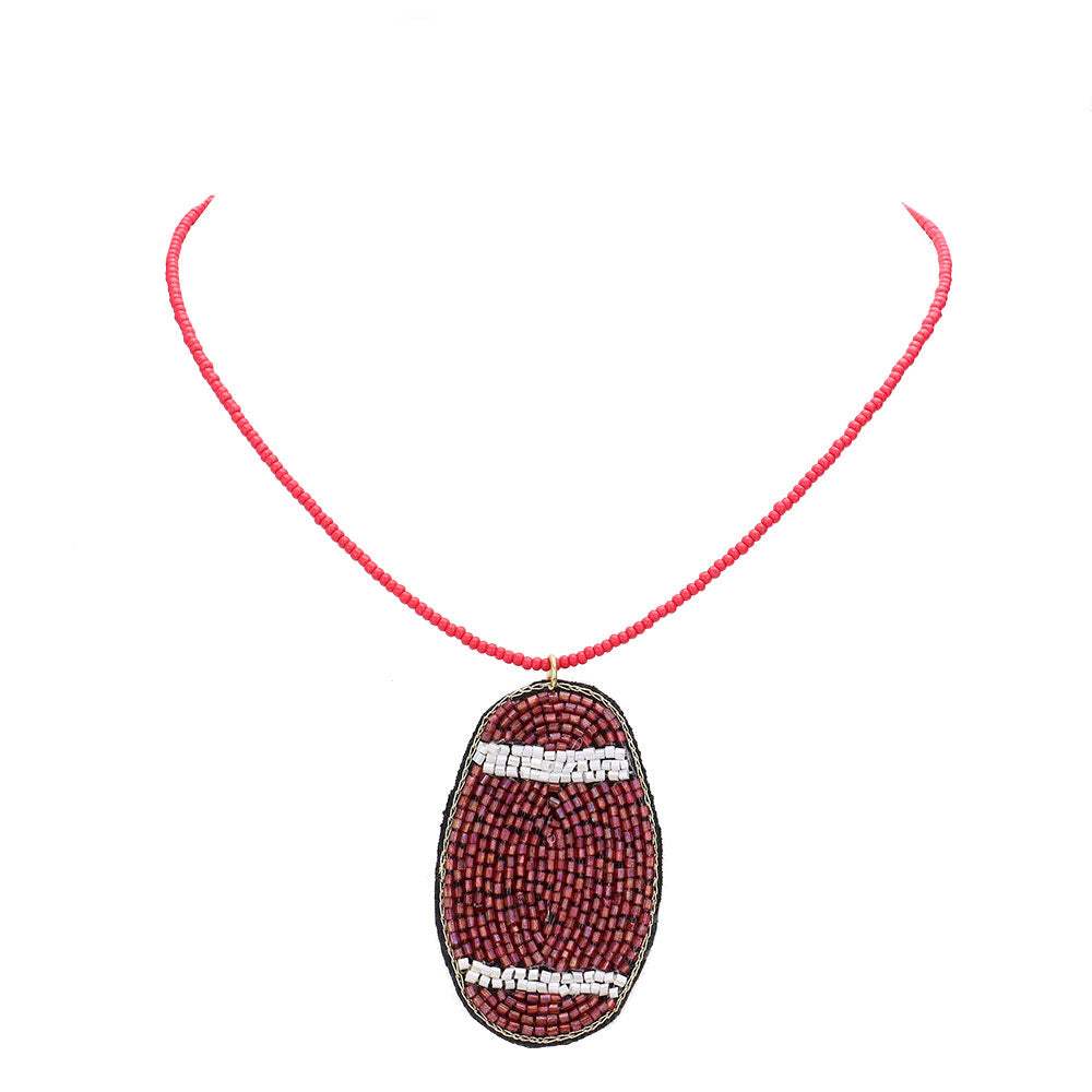 Felt Back Beaded Football Pendant Necklace - Madeline Love - Flyclothing LLC