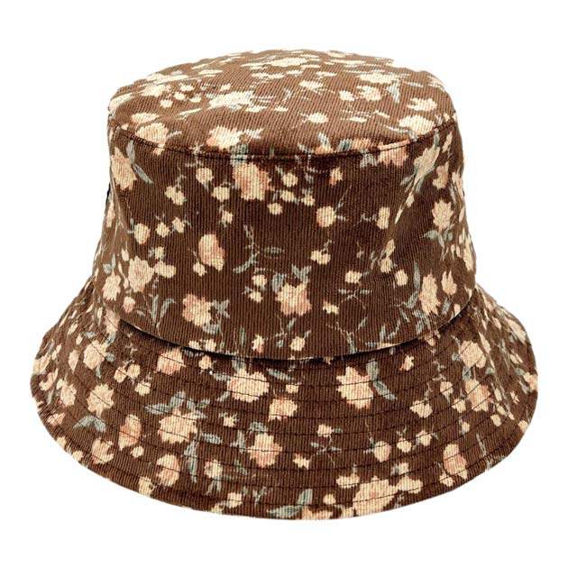 Floral Printed Corduroy Bucket Hat - Madeline Love - Flyclothing LLC