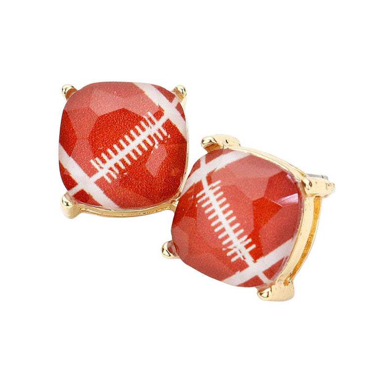 Football Printed Square Stud Earrings - Madeline Love - Flyclothing LLC