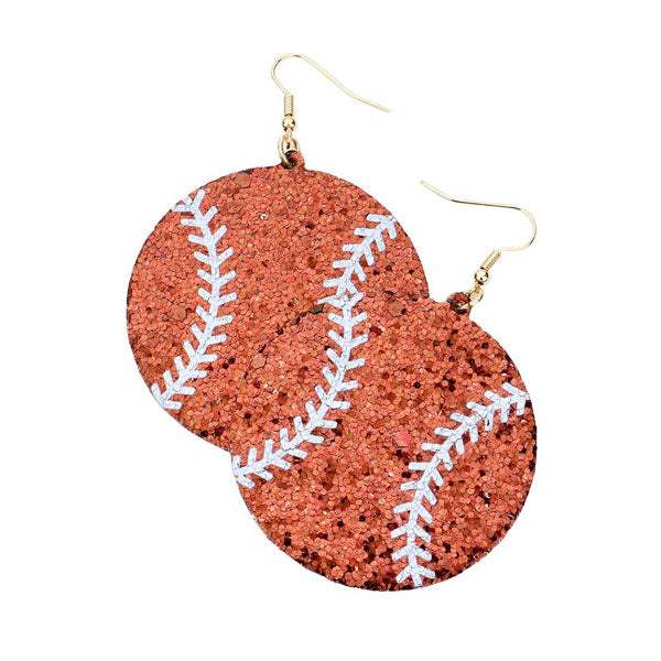 Glittered Baseball Dangle Earrings - Madeline Love - Flyclothing LLC