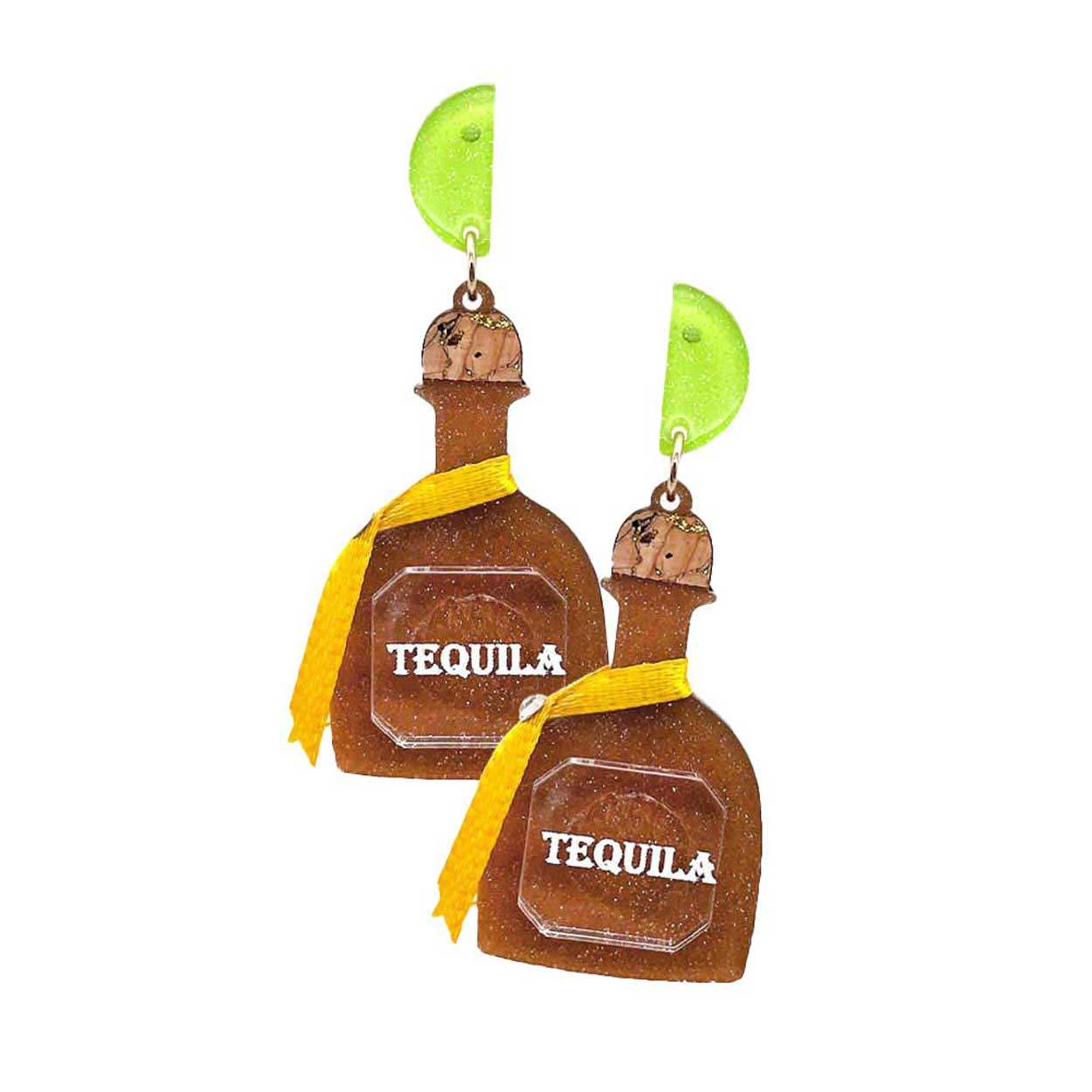 Glittered Resin Tequila Dangle Earrings - Madeline Love - Flyclothing LLC