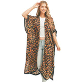 Leopard Patterned Cover Up Kimono Poncho - Madeline Love - Flyclothing LLC