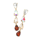 Teardrop Stone Link Dangle Evening Earrings - Madeline Love - Flyclothing LLC