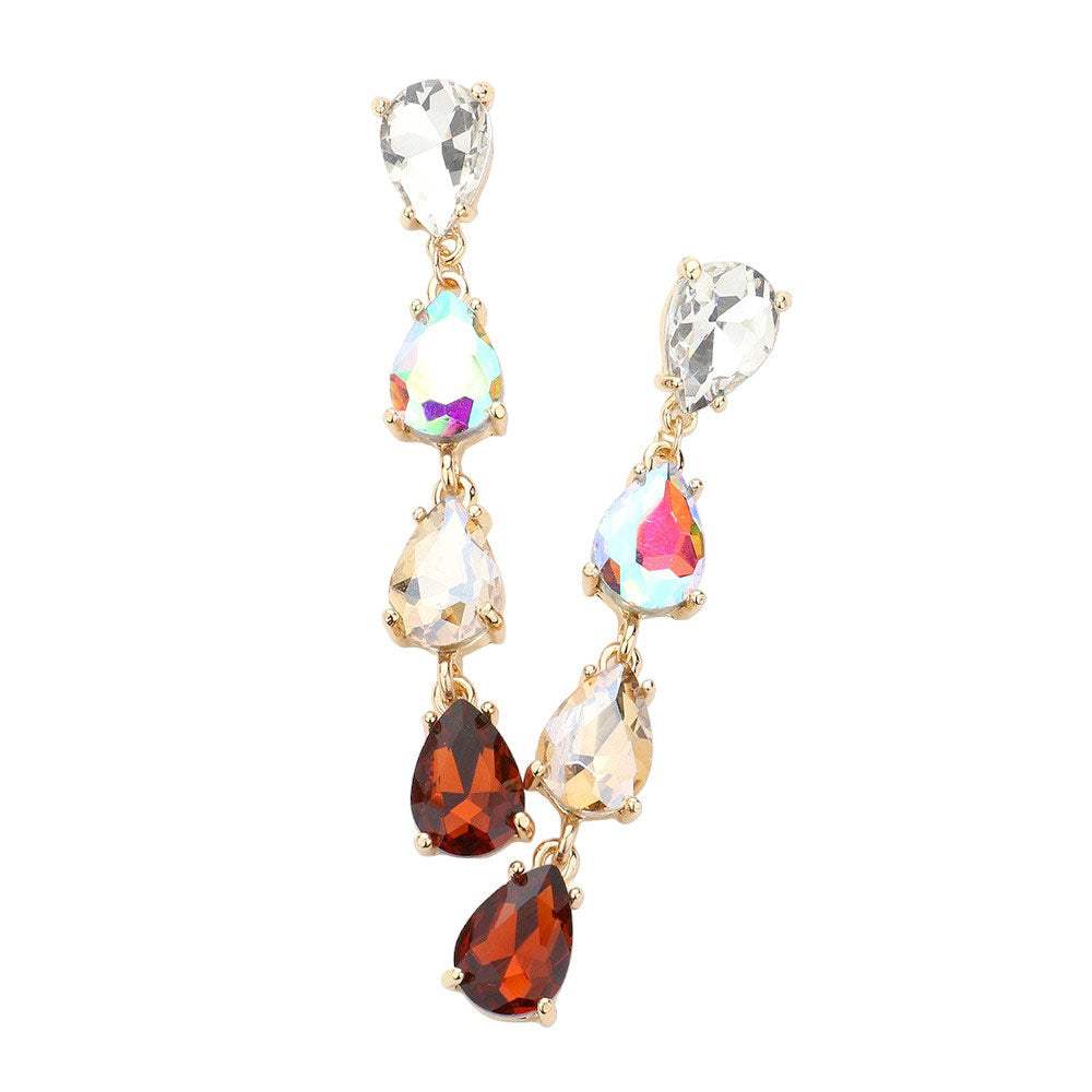Teardrop Stone Link Dangle Evening Earrings - Madeline Love - Flyclothing LLC