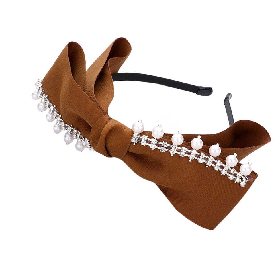 Pearl Stone Embellished Bow Headband - Madeline Love - Flyclothing LLC