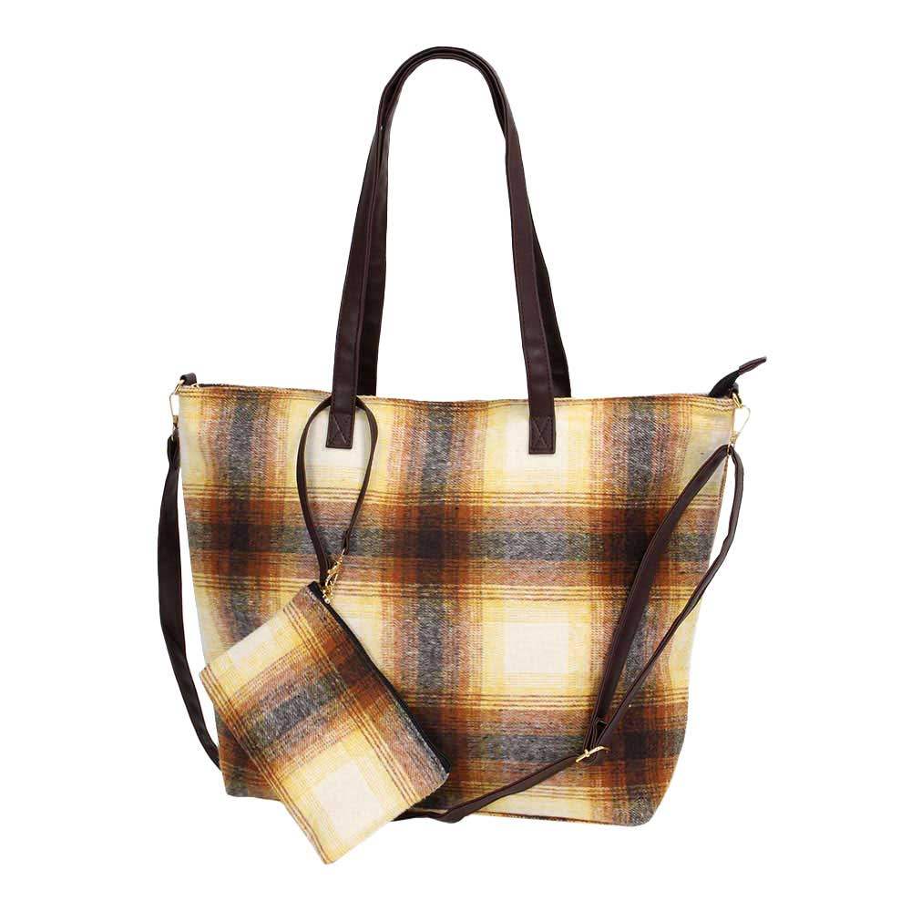 Plaid Check Weekend Tote Bag - Madeline Love - Flyclothing LLC