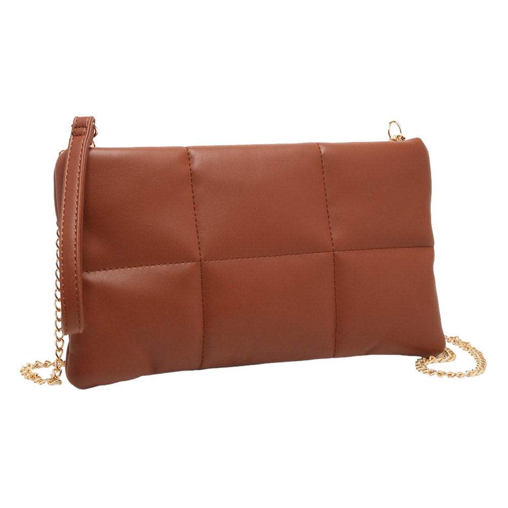 Quilted Solid Faux Leather Crossbody Bag - Madeline Love - Flyclothing LLC