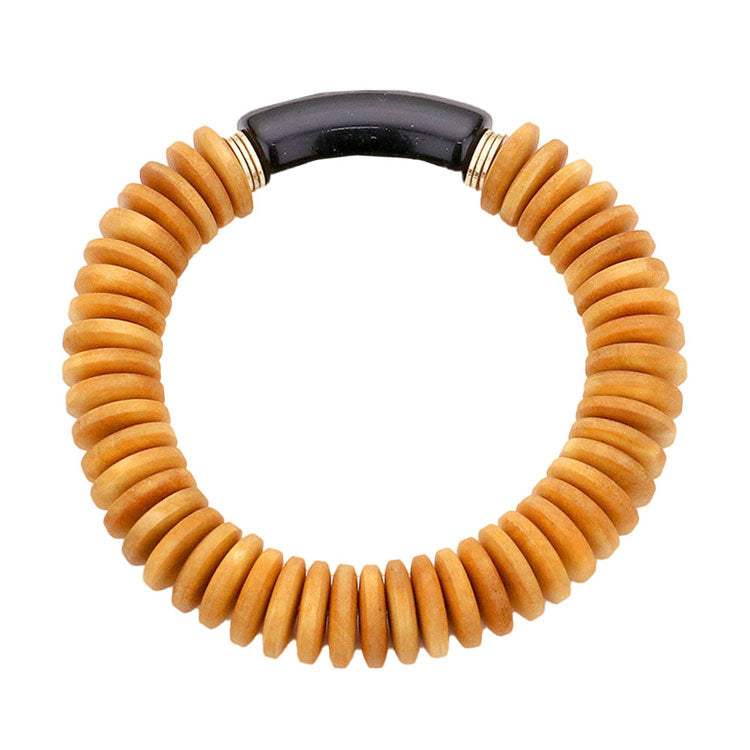 Resin Accented Wood Stretch Bracelet - Madeline Love - Flyclothing LLC