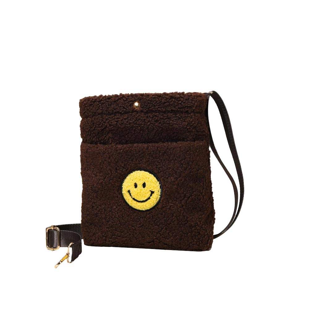 Smile Pointed Sherpa Rectangle Crossbody Bag - Madeline Love - Flyclothing LLC