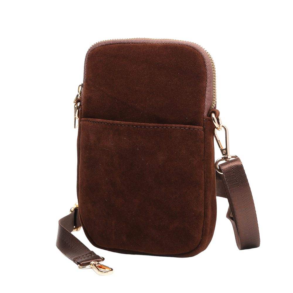 Solid Faux Suede Crossbody Bag - Madeline Love - Flyclothing LLC