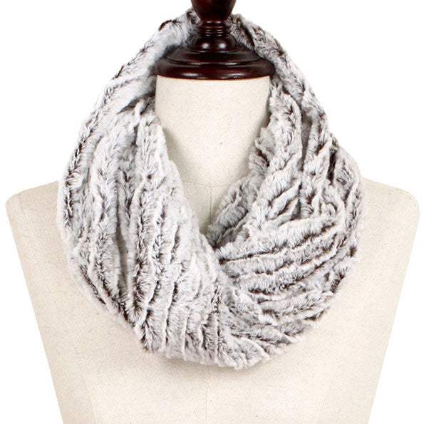 Two Tone Fuzzy Fur Infinity Scarf - Madeline Love - Flyclothing LLC