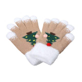 Cozy Fuzzy Pom Pom Christmas Tree Accent Winter Gloves - Madeline Love - Flyclothing LLC