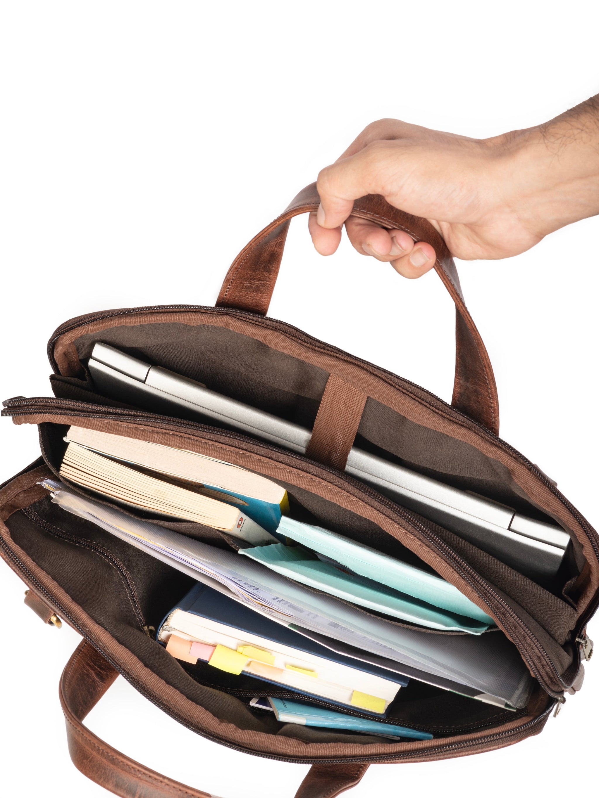 Harbor Laptop Briefcase, Brown - Classy Leather Bags - Flyclothing LLC
