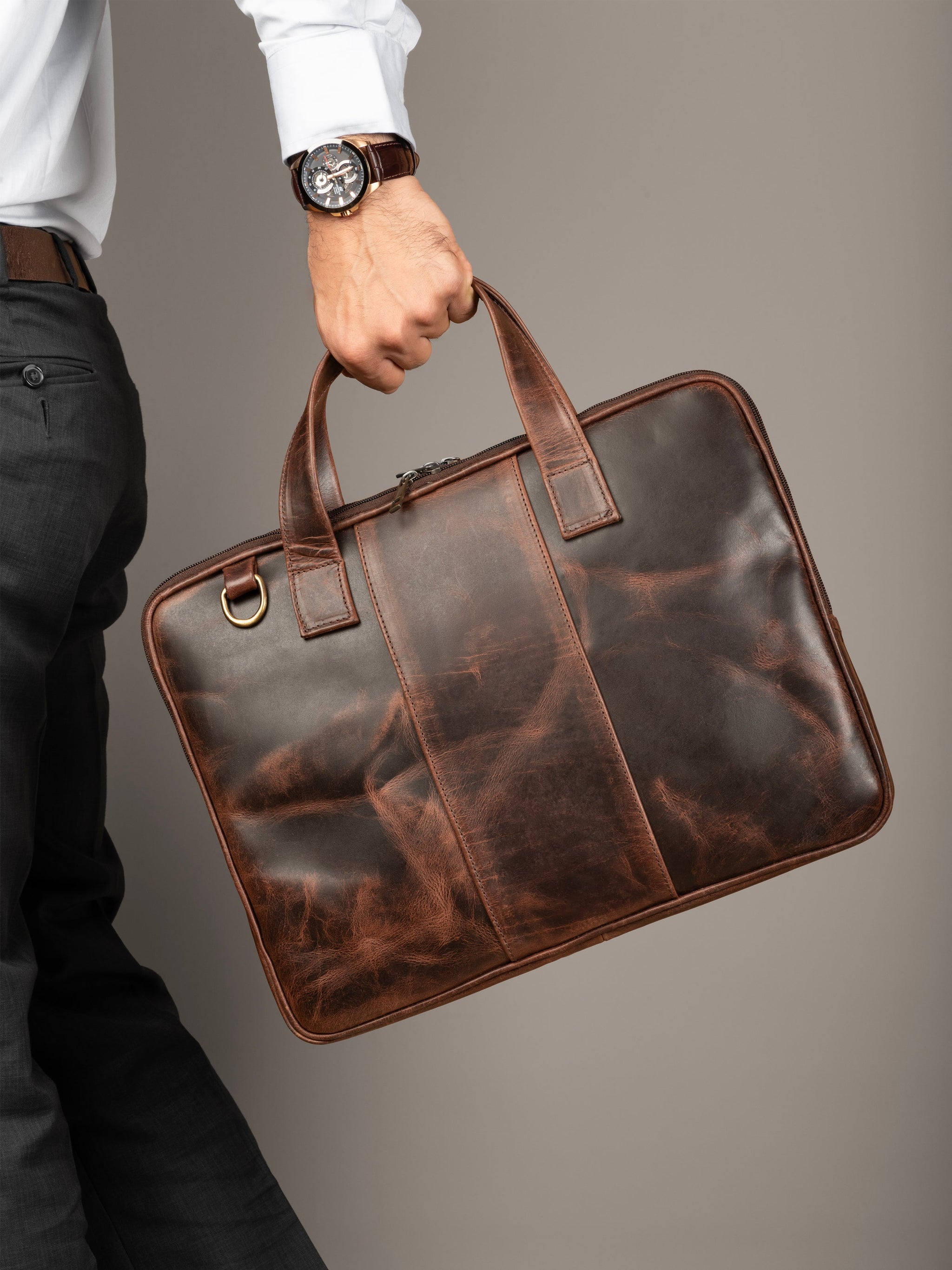 Harbor Laptop Briefcase, Brown - Classy Leather Bags - Flyclothing LLC