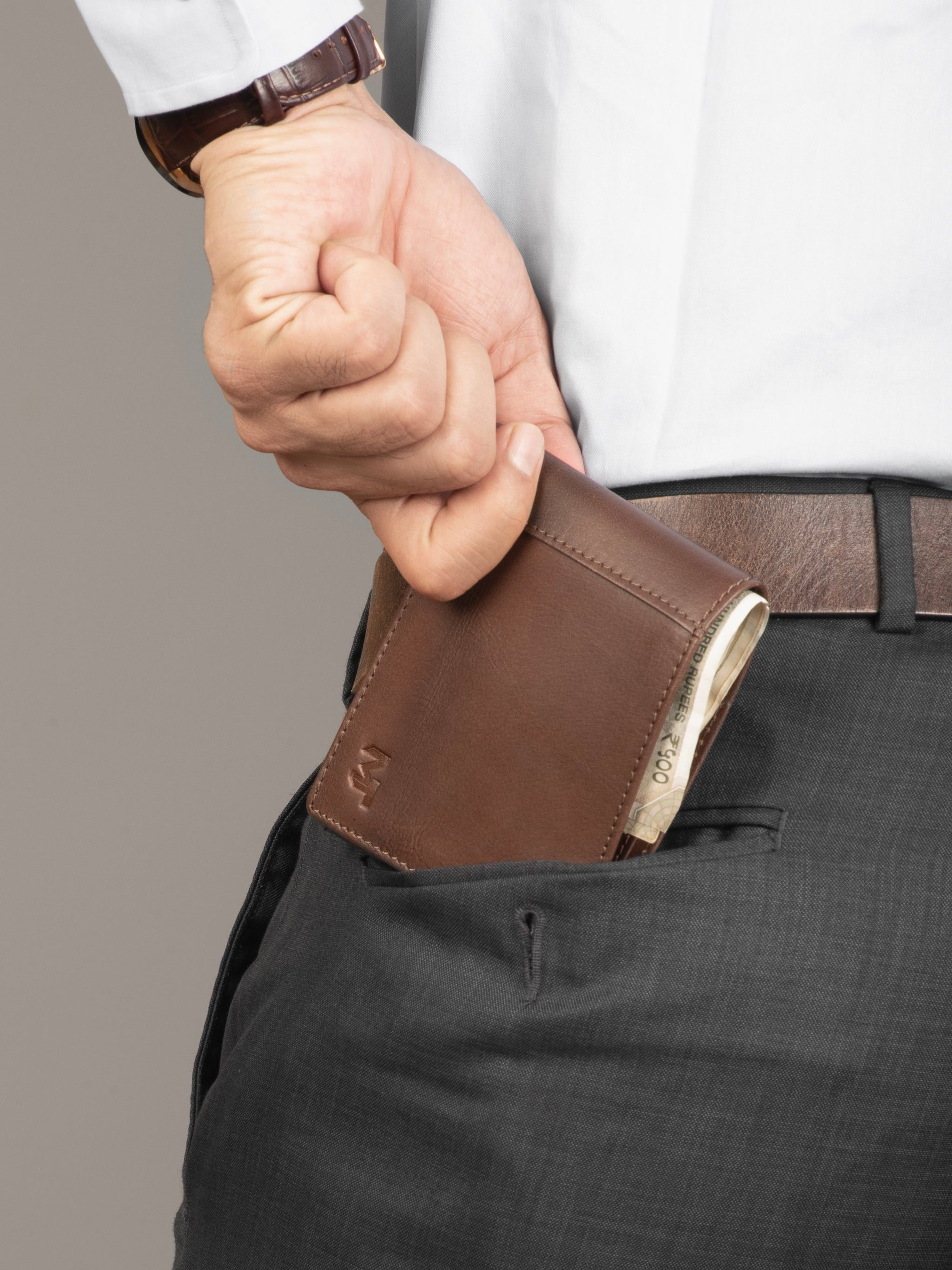 Wealth Ward Brown Bi-folded Wallet - Classy Leather Bags - Flyclothing LLC