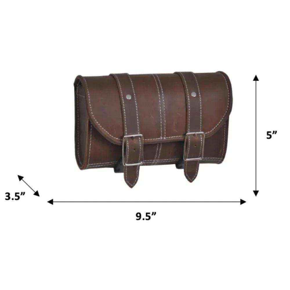 Black/Brown 9.8 Liter Left Side - Leather Tool Bag - Unik Just for Bikers - Flyclothing LLC