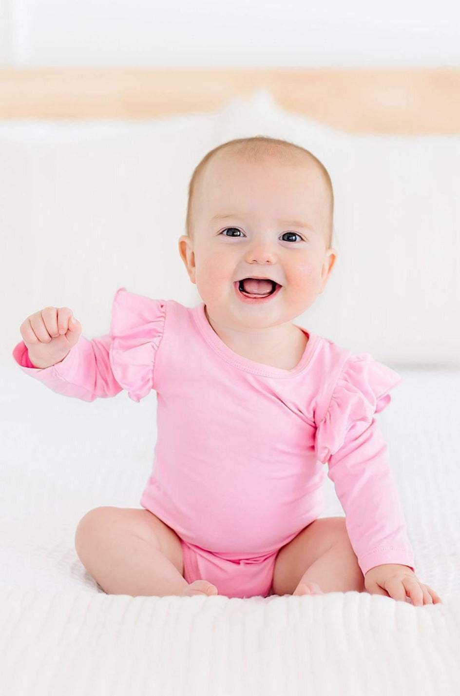 Bubblegum Pink L/S Flutter Bodysuit - Mila & Rose ® - Flyclothing LLC