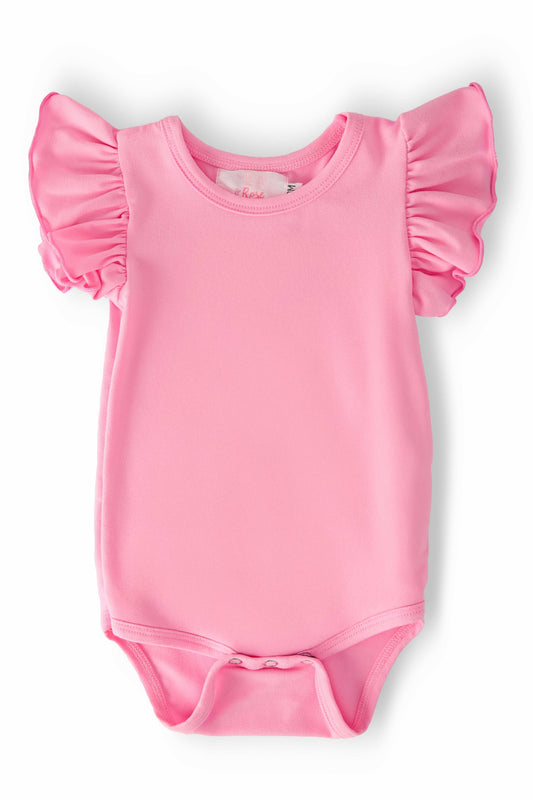 Bubblegum Pink S/S Flutter Bodysuit - Mila & Rose ® - Flyclothing LLC