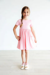 Bubblegum Pink S/S Pocket Twirl Dress - Mila & Rose ® - Flyclothing LLC