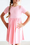 Bubblegum Pink S/S Pocket Twirl Dress - Mila & Rose ® - Flyclothing LLC