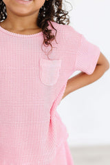 Bubblegum Pink Scrunchy Pocket Tee - Mila & Rose ® - Flyclothing LLC