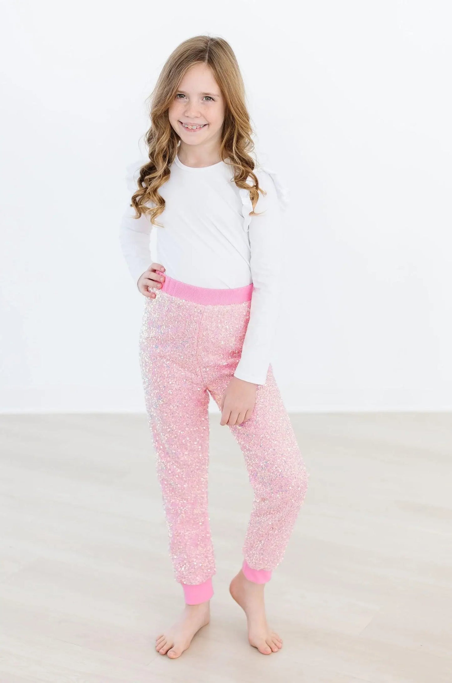 Bubblegum Pink Sequin Joggers - Mila & Rose ® - Flyclothing LLC