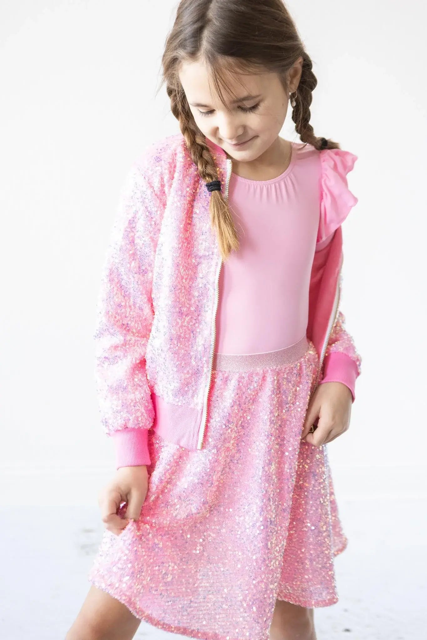 Bubblegum Pink Sequin Twirl Skort - Mila & Rose ® - Flyclothing LLC
