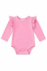 Bubblegum Pink L/S Flutter Bodysuit - Mila & Rose ® - Flyclothing LLC