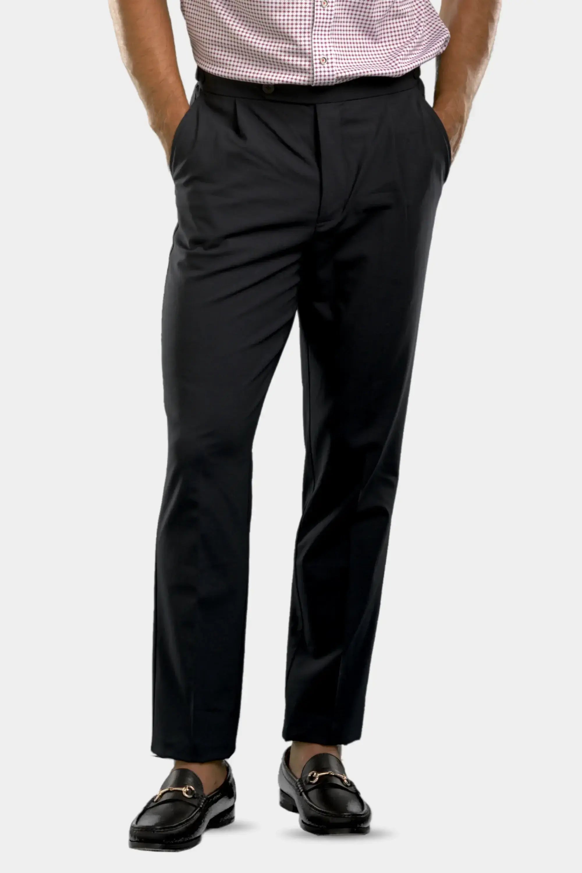 Pleated Wool Trouser Pants - Navy - Buki - Flyclothing LLC