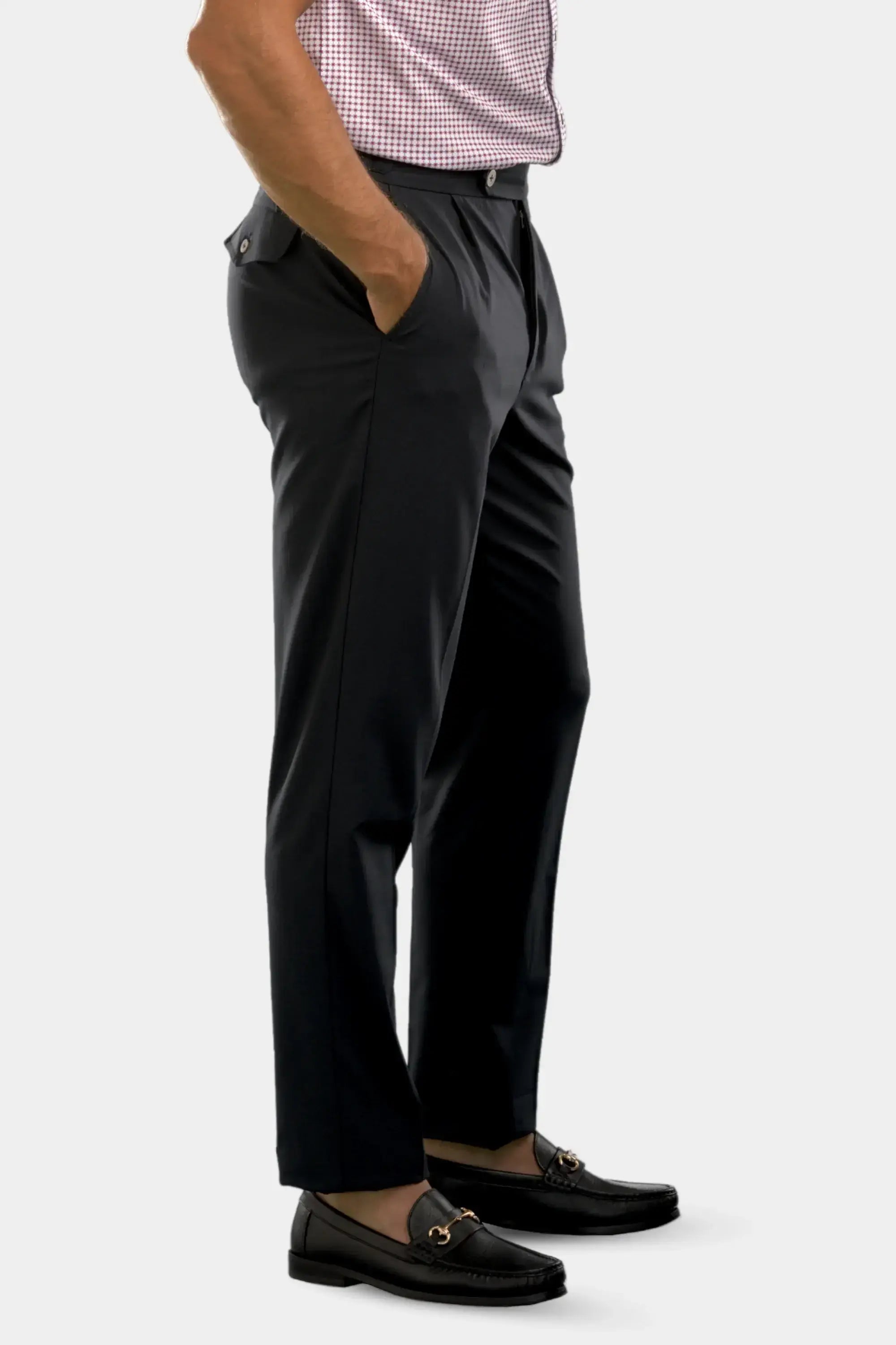 Pleated Wool Trouser Pants - Navy - Buki - Flyclothing LLC