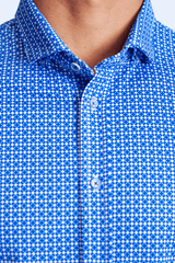 Swiss Check Long Sleeve Tech Shirt - Blue - Buki - Flyclothing LLC
