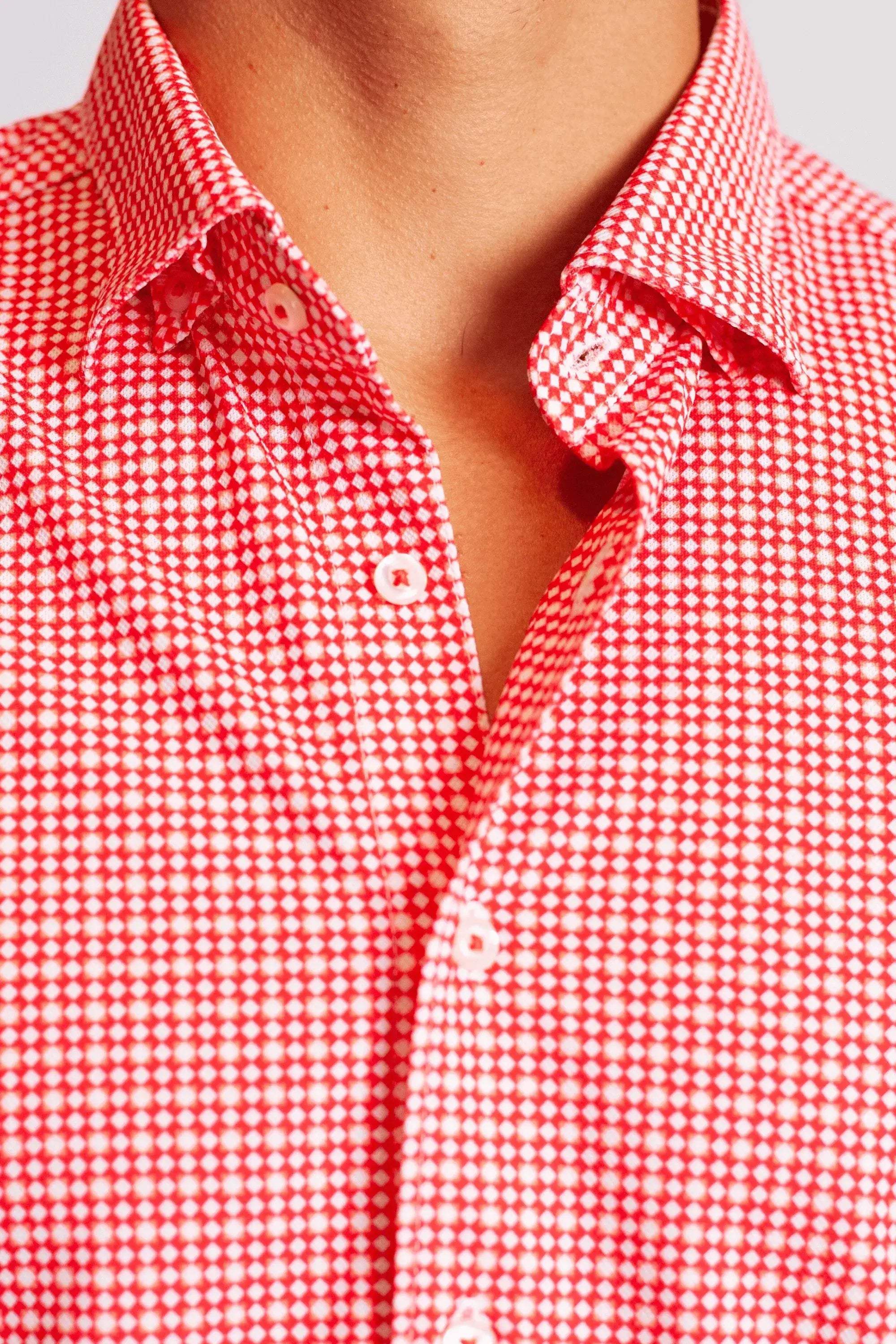 Swiss Check Long Sleeve Tech Shirt - Red - Buki - Flyclothing LLC