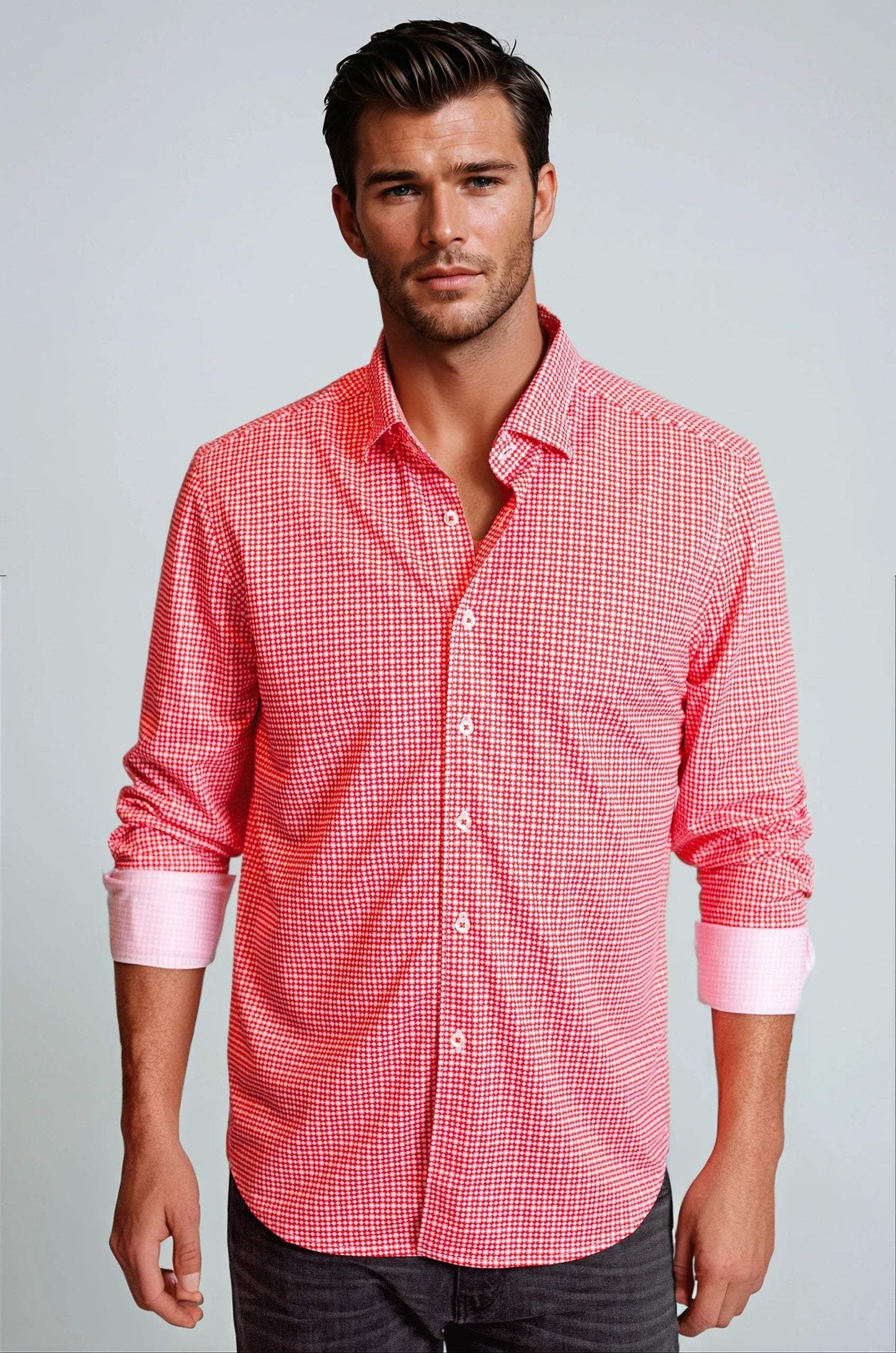 Swiss Check Long Sleeve Tech Shirt - Red - Buki - Flyclothing LLC