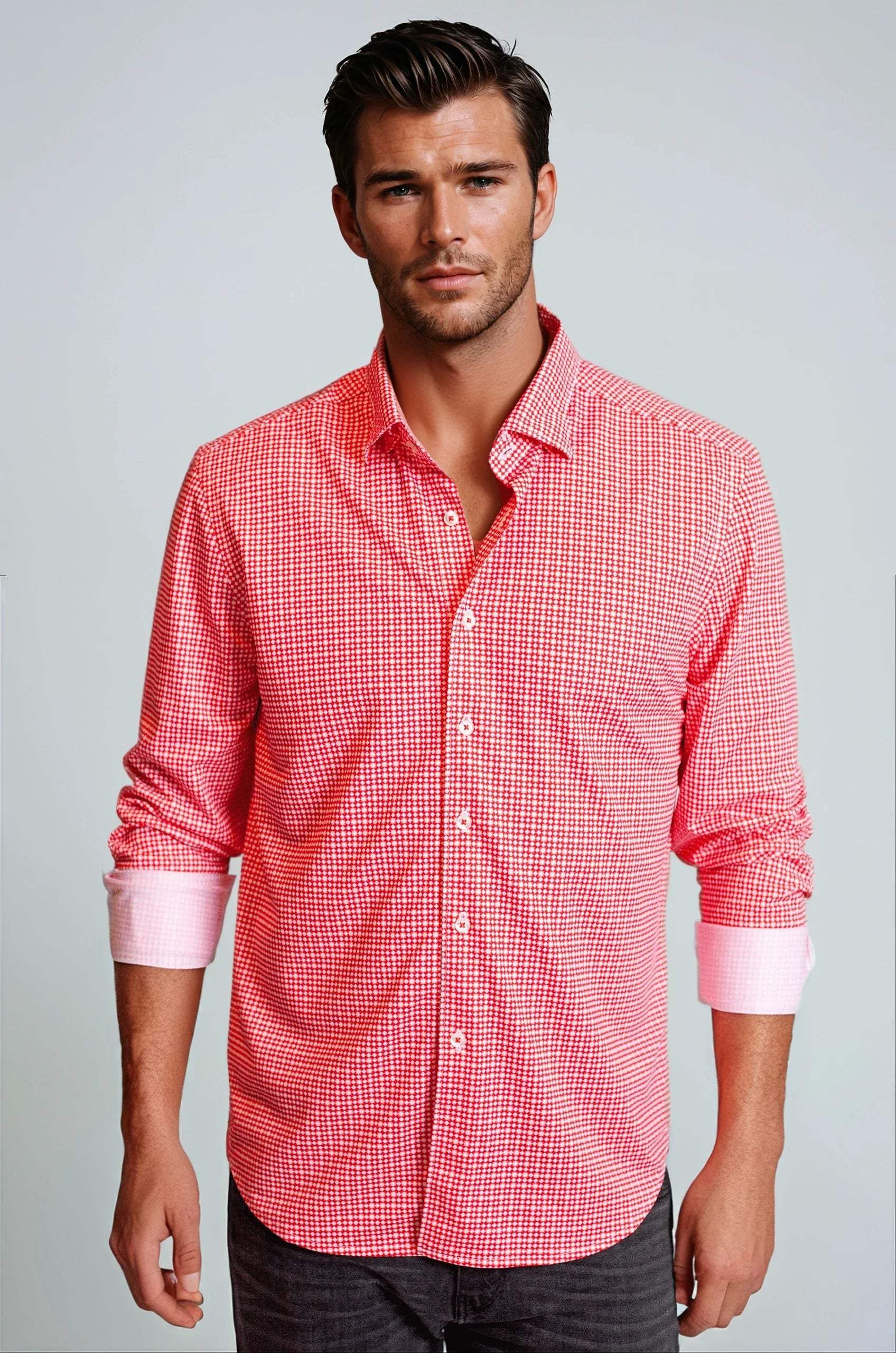 Swiss Check Long Sleeve Tech Shirt - Red - Buki - Flyclothing LLC