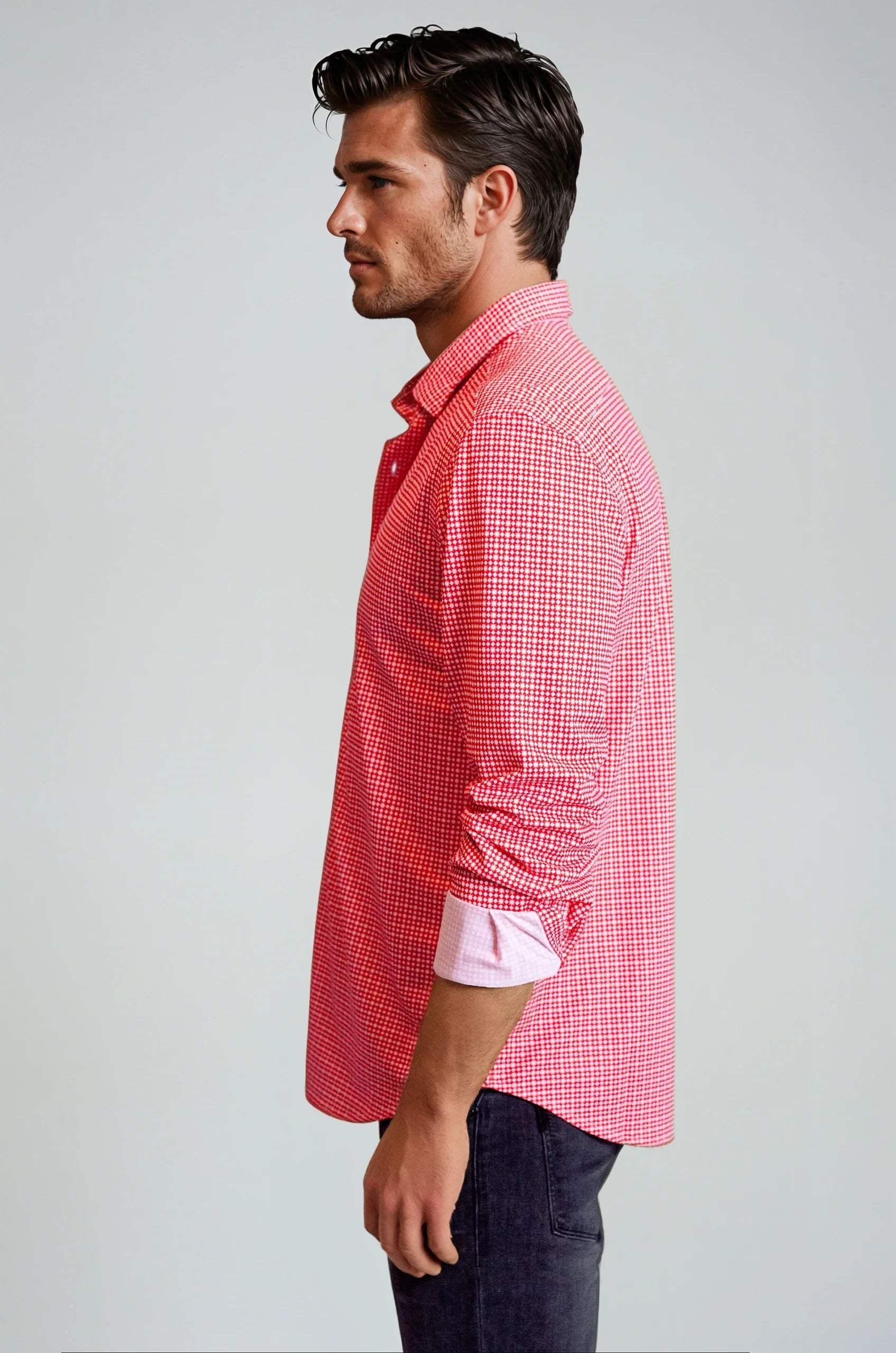 Swiss Check Long Sleeve Tech Shirt - Red - Buki - Flyclothing LLC
