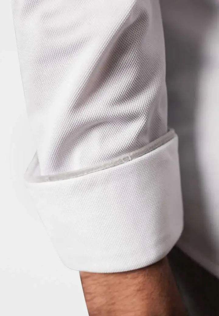 Classic White Long Sleeve Button Down Tech Shirt - Buki - Flyclothing LLC