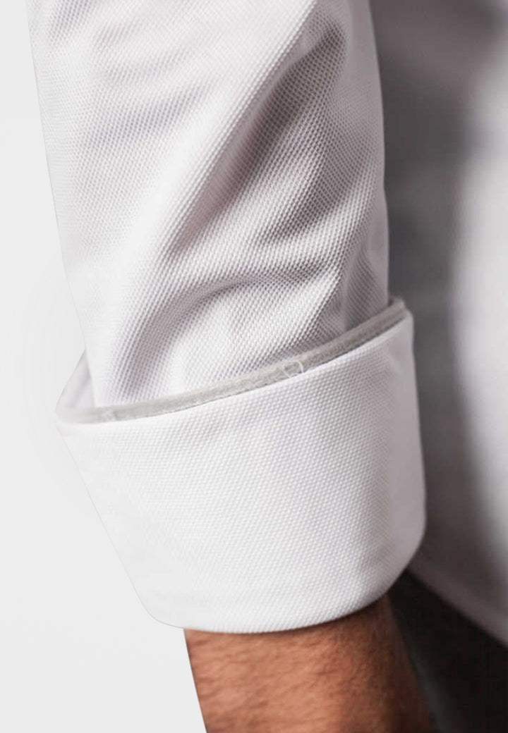 Classic White Long Sleeve Button Down Tech Shirt - Buki - Flyclothing LLC