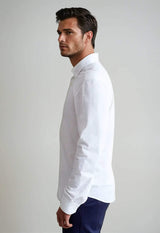 Classic White Long Sleeve Button Down Tech Shirt - Buki - Flyclothing LLC