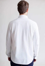 Classic White Long Sleeve Button Down Tech Shirt - Buki - Flyclothing LLC