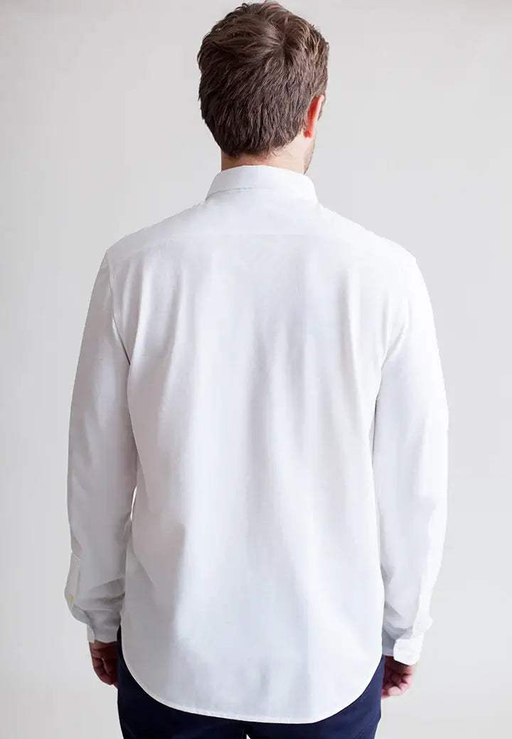 Classic White Long Sleeve Button Down Tech Shirt - Buki - Flyclothing LLC