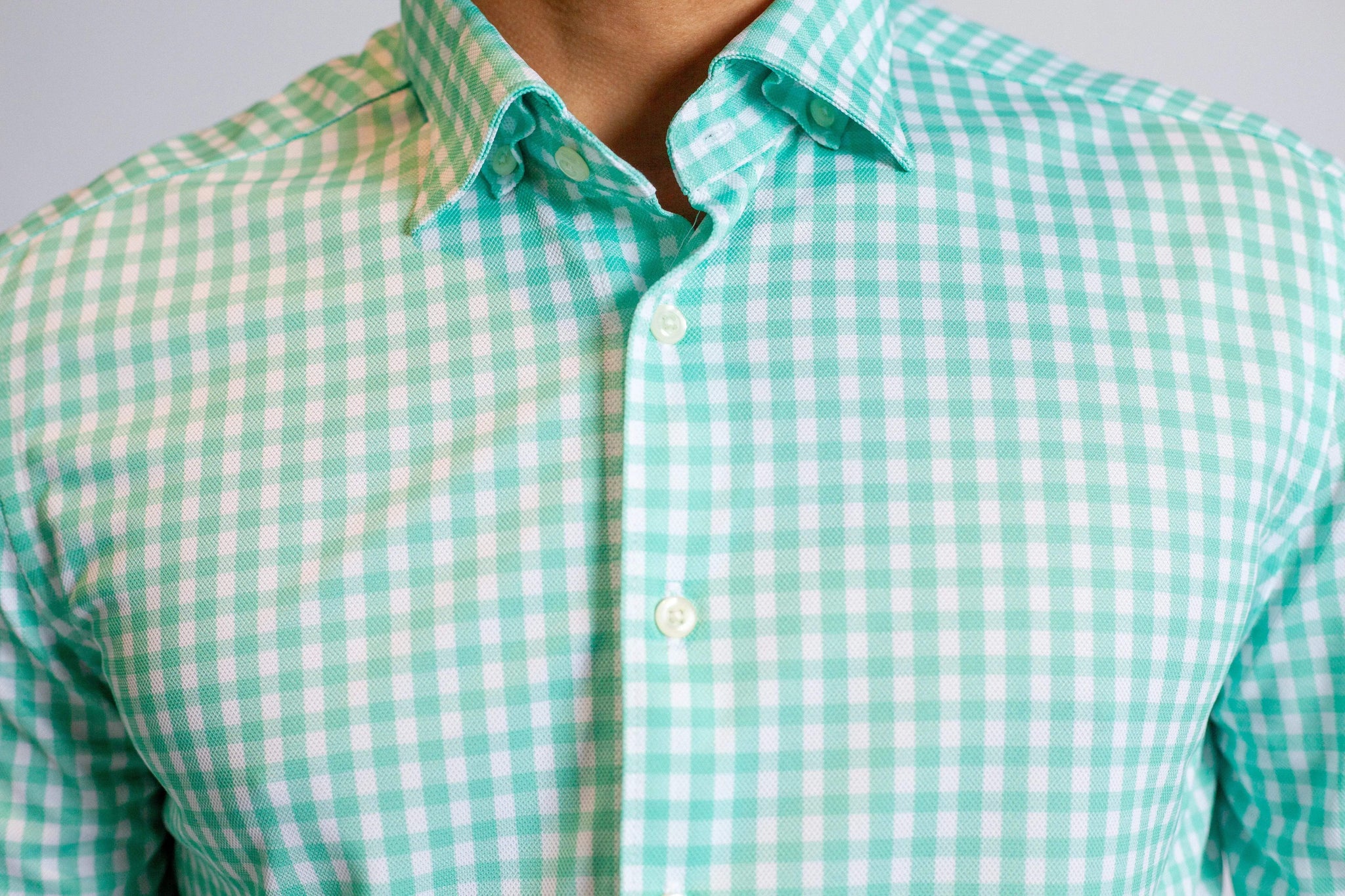 Mauro Long Sleeve Check Tech Shirt - Emerald - Buki - Flyclothing LLC