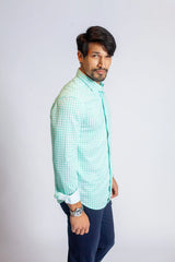 Mauro Long Sleeve Check Tech Shirt - Emerald - Buki - Flyclothing LLC