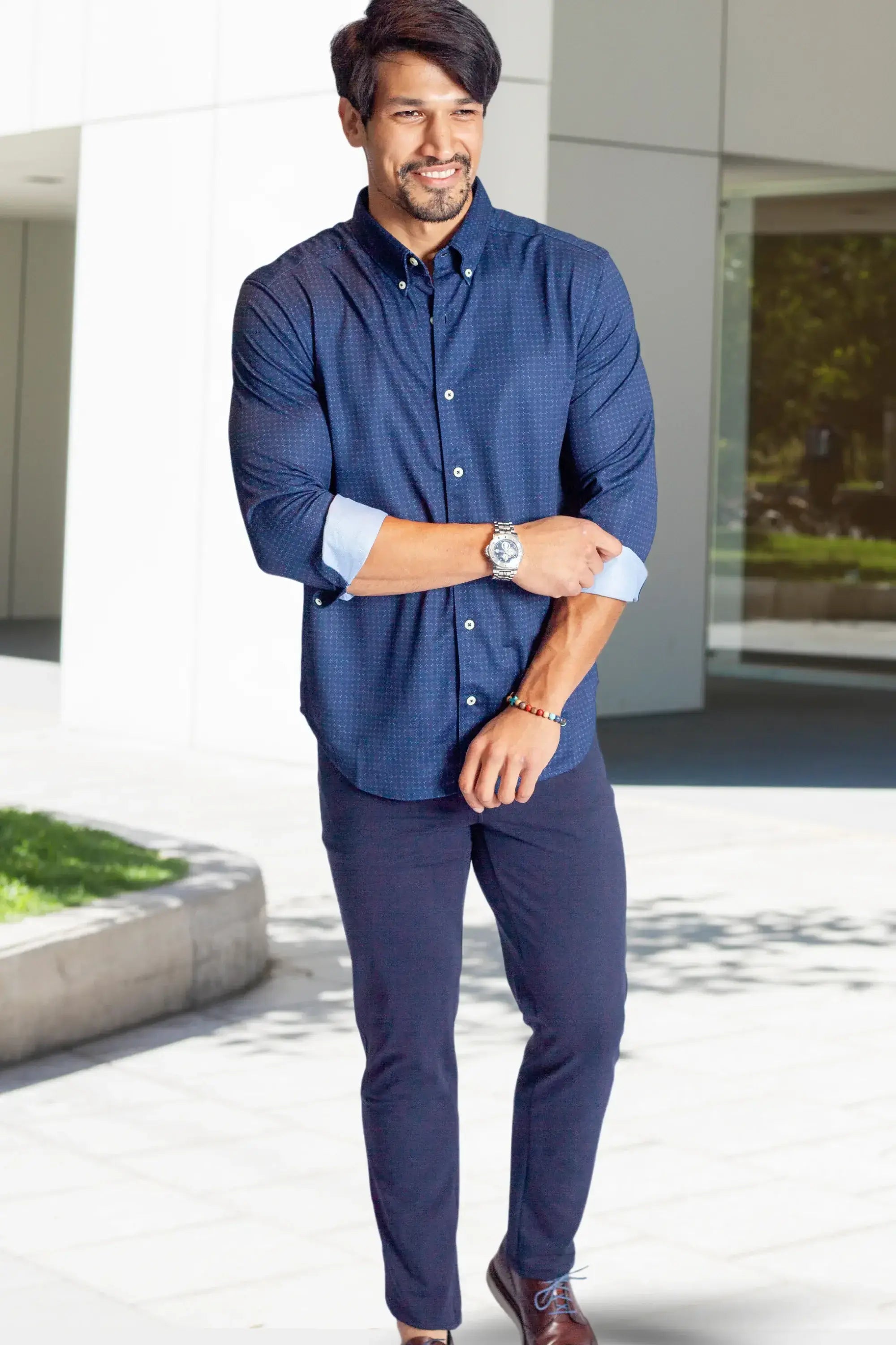 Kensington Long Sleeve Button-Down Tech Shirt - Buki - Flyclothing LLC