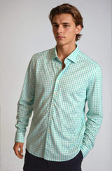 Mauro Long Sleeve Check Tech Shirt - Emerald - Buki - Flyclothing LLC
