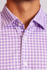 Mauro Long Sleeve Check Tech Shirt - Lavender - Buki - Flyclothing LLC