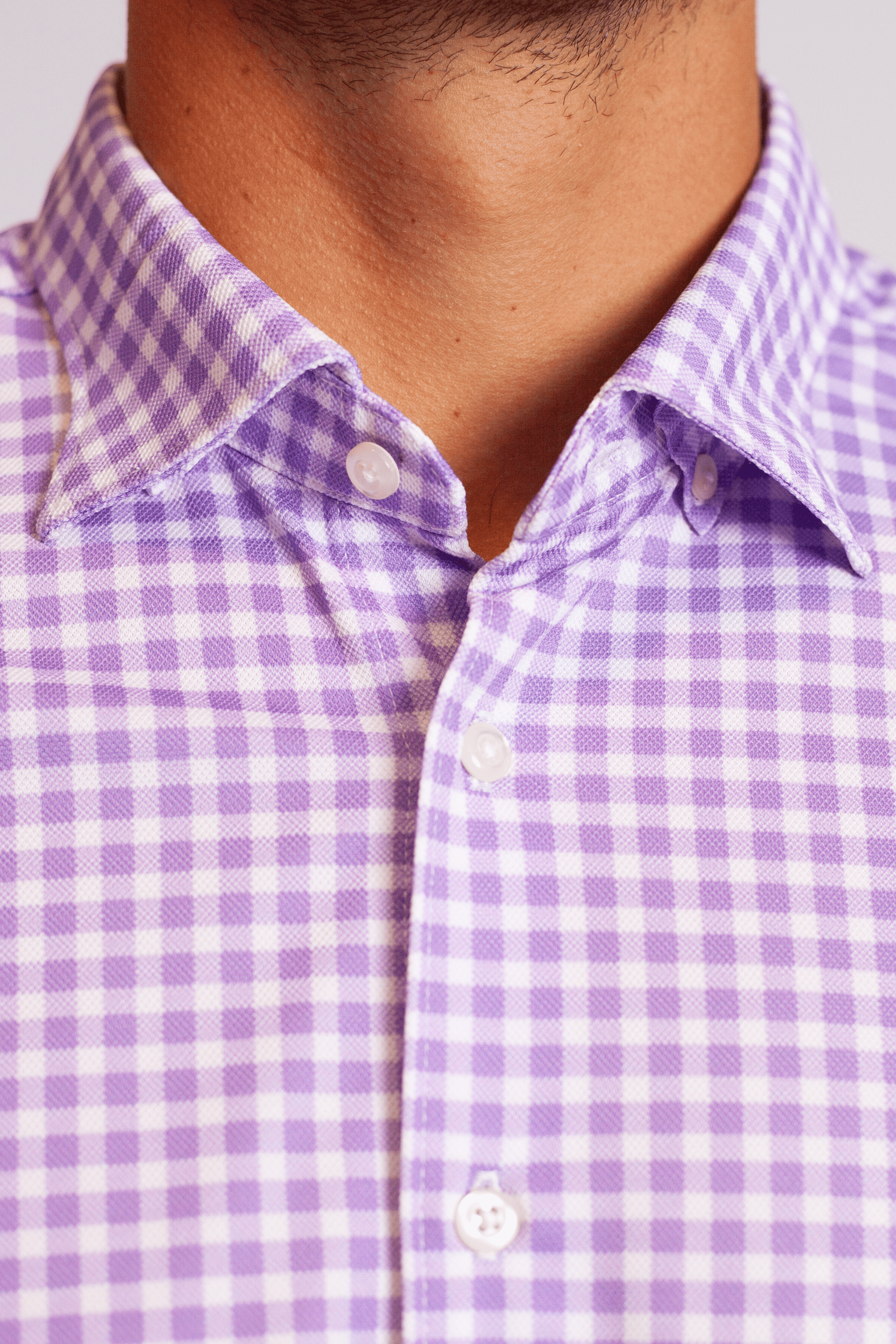Mauro Long Sleeve Check Tech Shirt - Lavender - Buki - Flyclothing LLC